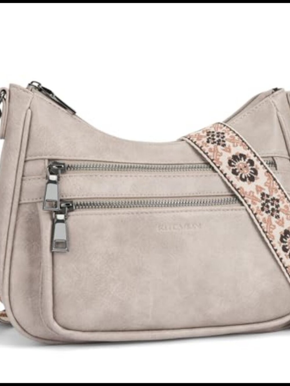 Vegan PU Leather Crossbody Bag Multi Pocket Adjustable Guitar Strap